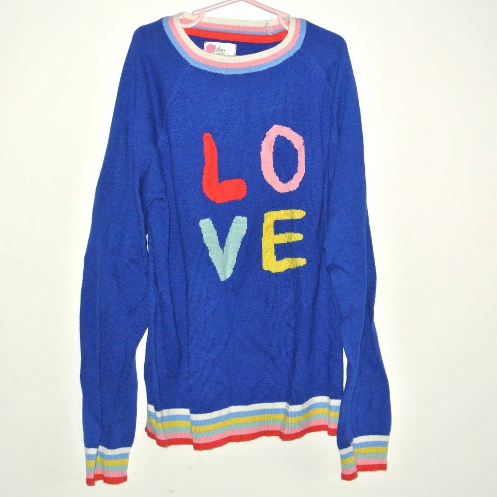 Boden Girls Love Rainbow Sweater Wool Cashmere‎ 13